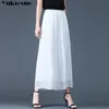 Streetwear Yaz Şifon kadın Pantolon Kadın Gevşek Yüksek Bel Geniş Bacak Pantolon Capris Kadınlar için Pantolon Kadın Artı Boyutu 210519