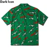 Зеленая лягушка полностью напечатанные гавайские рубашки мужчины летняя улица Урожай мужская рубашка 210603