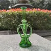 2021 Shisha Bong Glas Dab Rig Multi Color Green Recyler Wasserbongs Rauchrohre 9 Zoll Höhe 14,4 mm Innengewinde mit Quarzknaller