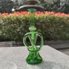 2021 Hookah Bong Glass Dab Rig Multi Color Green Recyler Water Bongs Smoke Pipes 9 Inch Height 14.4mm Female Joint with Quartz Banger