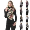 2021 Vinter Scarf Kvinnor Stickade Plaid Varma halsdukar Trianglar Shawls Wrap Warm Cashmere Kvinna Pashmina Foulard Echarpe Bandana