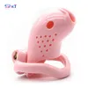 Plastic Cock Cage Male Chastity Devices For Men Pink Stomata Penis Ring with 4 size ring fish head shape Cock Lock Sex Toy P0826