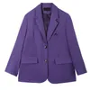 Printemps à manches longues de haute qualité dames bureau violet manteau décontracté Chic lâche simple boutonnage cranté cou Blazer femmes 210510