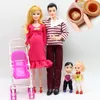 Dolls 6pcs Happy Family Kit Toy Dolls Pregnant Babyborn Ken&Wife with Mini Stroller Carriages For Baby Dolls Child Toys For Girls Gift 2