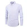 Różowy Paski z długim rękawem Koszula Mężczyźni Marka Oxford Cotton Slim Fit Casual Button Down Sukienka Koszule Męskie Foramal Business Chemise 210522