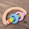 Wood Rattle Toys for Baby, Toddler Wooden Handbell Colorful BPA Free Hand Held Rattle Sound Toys Educational Toy Set