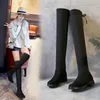 Moda Plus Grande Tamanho 11 Botas de Inverno Mulheres Joelho Alta Botas Longa Botas Autumn Stretch Tecido Mulheres Sapatos 2021 Y1018