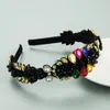 Whole Flower Headband for Women Black Blue Pink White band Rhinestone Hoop Wide Bezel Fashion Hair Accessories