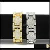 Link, Chain Drop Delivery 2021 Mens Hip Hop Gold Link Bracciali Gioielli Sier Fashion Simulation Diamond Crystal Iced Out Bracciale Loxvn