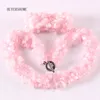 conjunto de joyas de cuarzo rosa