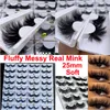 Soft Fluffy Messy False Eyelashes 100% Mink Eyelash 25mm Long Bomb 5D Dramatic Lashes Volume Natural Curl Crossed Thick Lash 32 Styles Eye Makeup Tools