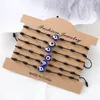 Blue Mal Eye Bracelets Com Cartão Mulheres Moda Jóias Mens Ajustável Vidro Knoted Corda Braided Charm Pulseira Lucky Bangles presentes 1Lot = 1set = 6 pcs