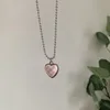 Collana con ciondolo a forma di cuore carino, maglione, perline, collane a catena, gioielli coreani con collane girocollo