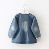 Outono Mola Moda 2 3 4 5 6 7 8 9 Anos Adolescentes Crianças Pequenas Bebê Bebê Denim Blue Long Jacket for Kids Girls 210414