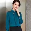 Professional Chiffon Shirt Women Autumn Fashion Temperament Stand Collar Streamer Blouses Office Ladies Casual Tops 210604