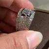 Anello di gioielli di lusso in argento sterling 925 di Hiphop per le donne Anelli a grappolo di pietre preziose naturali 2 Moissanite