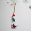 Flag Independence Day wooden bead pendant Home Decor Wood beaded tassel pendants decoration wall hanging ornaments Nordic style wmq1036