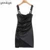 Romantische Frauen Seitenschlitze Club Party Sexy Kleid Weibliche Drapierte Asymmetrische Schlanke Robe Sommer Nacht Aus Vestido 210514