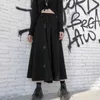 Harajuku punk stil kjolar kvinnor hög midja skarv spänne oregelbunden gotisk kjol svart mode streetwear fritt justerbar 210619