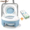 Baby Portable Toilett Potty Training Seat Multifunktionell 3 i 1 Resor Toalett Sitt Fällbara Barn Potty med Väskor 211028