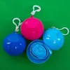 Portable Raincoat Ball Women Men Outdoor Hooded Ponchos Waterproof Disposable Plastic Camping Rainwear Keyring Rain Cover Convenient TR0049