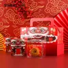 StoBag Happy Year Red Box Suit With Transparent Window Portable Gift Packaging Birthday Favor 210602