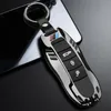 Zinc Alloy Car Key Case Shell Fob Skal för Porsche Boxster Cayman 911 Panamera Cayenne Macan Gift för man med nyckelkedja