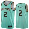 2021 新ステッチ格安メンズ LaMelo ボール #2 2020-21 ミントグリーン市協会ティールアイコンドラフトバスケットボールジャージ通気性サイズ S-2XL