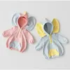 Spring Baby Girl Boy Rompers Long Sleeve Hooded Jumpsuit Clothes Cute Elephant Big Ears 210429