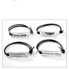 Bracelets porte-bonheur 2021 Bracelet en cuir gravé pour hommes couleur noire personnaliser acier inoxydable femmes ID cadeau fête