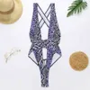 Snakeskin Print Badeanzug Frauen Sexy Bademode Weibliche Kreuz Backless Monokini Badeanzüge Sommer Strand Tragen Schwimmen 210521