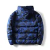 Mens Down Coat Winter Fashion Camouflage Print 3 Stripe Warm Jacket Trend Letter Leaf Printing Mens Jackets Men Outerwear Coats Size S-2XL