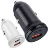Fast Quick Charging type c PD Car Charger 25W 12W USB C QC3.0 Car Chargers For IPhone 11 12 13 14 15 Samsung gps android phone pc
