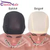 5Pcs/Lot Breathable Mesh Dome Caps For Wigs Black Beige Making Glueless Spandex Wig Cap Hair Weaving Net With Elastic Bands