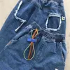 Ader Error Blue Patch Jeans Men Women High Quality Drawstring error Denim Pants Fashion Cowboy Slim Fit Jean 210420