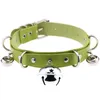 Sexig punk läder choker halsband multilayer bells metall choker collar bondage cosplay goth smycken hajuku tillbehör