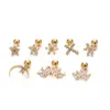 1Pc Silver And Gold Color Cz Cartilage Earring Stainless Steel Stars Flowers Screw Back Stud Tragus Rook Lobe Piercing Jewelry