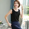 Summer Korean Fashion Chiffon Tank Top Women Office Lady Black Solid Shirts Plus Size XXXL Clothing for 210531