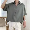 Sommar Mäns Mönster Kortärmad Cool Shirt Fransk Manschett Brand Kläder Mode Lös Solid Färg Skjortor Stor storlek M-5XL 210626