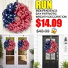 4 juillet Couronne du Memorial Day Couronne patriotique Couronne pour la porte d'entrée Patriotique Décorations Independence Day 4th 2021G30 Q08122973946