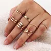 Cluster Rings KISSWIFE 8 Pcs/Set Simple Design Round Gold Color Set For Women Handmade Geometry Finger Ring Female Jewelry Gifts