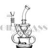 Double Recycler Bongs 인라인 여과기 Bong Heady Water Pipe 토네이도 유리 파이프 Oil Wax Rig Dab Rigs with 4mm 두꺼운 Quartz Banger