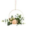 Bröllopsdekoration Konstgjord Silk Blomma Garland Naturlig Bambu Ring DIY Crafts Decor Easter Xmas krans Hängande prydnad