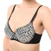 Bras High Quality Sexy Women Push Up Luxury Rhinestone Sequined Bra Lady Silver Gold Punk Studded Sponge Dance For Party2941