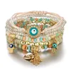 الشر العين سحر أساور اليدوية مضفر متعدد الطبقات أساور اليدين سلسلة مجوهرات الزفاف هدية المرأة
