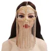 Femmes à la main Faux cristal gland mascarade masque voile visage chaîne danse du ventre scène Cosplay fête bandeau Boho Festival cheveux