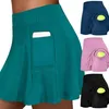 LU-22 Tennis Skirt Biker Beach Golf Sport Pleated Student Yoga Outfits Running Fitness Shorts Quick-drying Double-layer Anti-exposure Gym