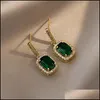 Dangle candelabro brincos jóias luxo requintado geométrico verde pingente de cristal para mulher coreano moda casamento festa meninas cair deli