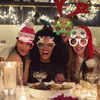 زينة عيد الميلاد للمنزل x'mas نظارات سانتا كلوز ثلج ندفة الثلج شجرة الأيائل ورقة الزجاج حزب صور الدعائم
