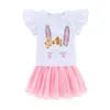 Mudkingdom Sparkly Girls Outfits Bunny Shirt and Tutu Skirt Set for Little Girl Cute Rabbit Clothes Children Summer Suit 210615